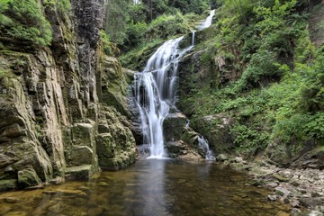 Obraz premium Kamienczyk waterfall in the mountains, Karkonosze, Giant Mountains