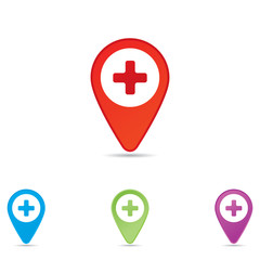 Fototapeta premium Very Useful Editable Plus Icon on Different Colored Pointer Shape.