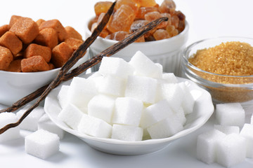 Various types of sugar