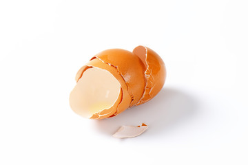 Empty brown eggshells