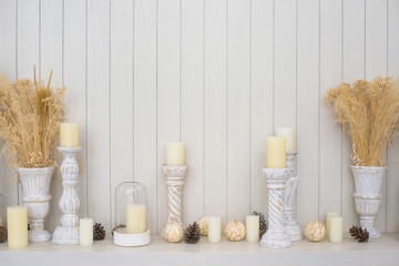 candles on wooden background