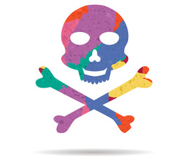 skull drawn painted icon vector