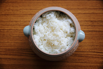 Rice with wood background