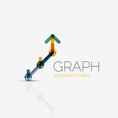 Abstract logo idea, linear chart or graph  business icon. Creative vector logotype design template