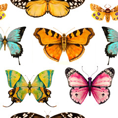 Obraz na płótnie Canvas seamless pattern with watercolor butterfly