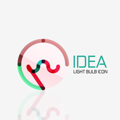 Obraz premium Logo, vector light bulb abstract linear geometric business icon. Idea concept