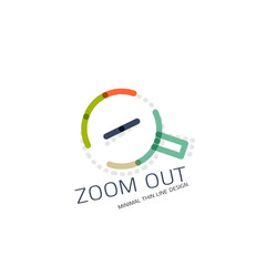 Vector thin line design logo magnifying glass, search and find or zoom logotype concept. Linear minimalistic business icon