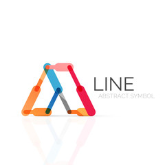 Linear abstract logo, connected multicolored segments of lines geometrical figure