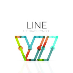 Linear abstract logo, connected multicolored segments of lines geometrical figure