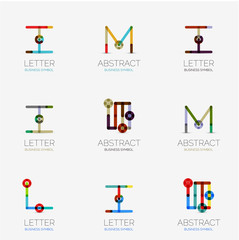 Set of linear abstract geometrical icons and logos