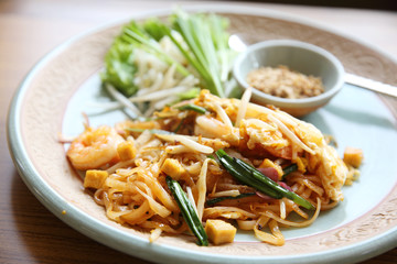 Thai food padthai fried noodle with shrimp