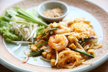 Thai food padthai fried noodle with shrimp
