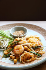Thai food padthai fried noodle with shrimp