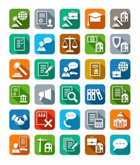 Legal services, icons, color with shadow. 
