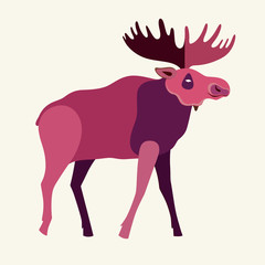 Vector flat illustration with elk