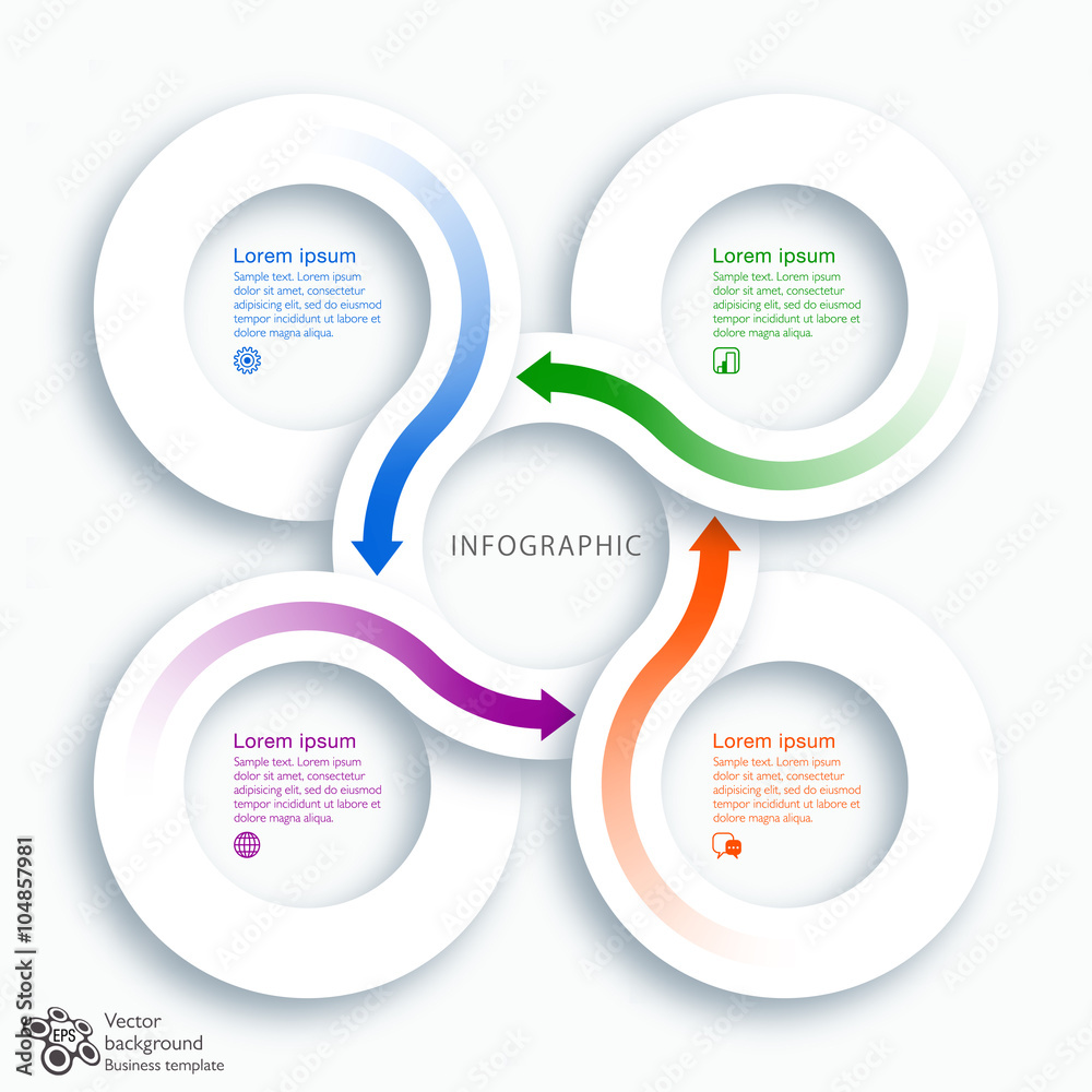 Sticker infographic vector background 4-step process