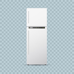 Fridge or freezer on transparent background.. Editable realistic vector illustration.