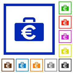 Euro bag framed flat icons
