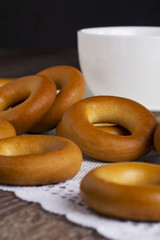 cup of tea and bagels