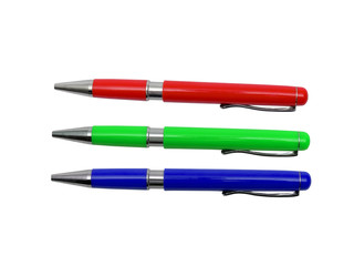 Three pens in row