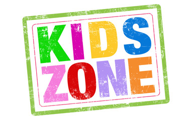 Kid zones word stamp text on white background
