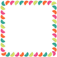 Obraz premium Cute frame made of orange slices on white background