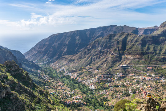 Hiking on La Gomera. The Valle Gran Rey on the Canary island of La Gomera, located on the west side of the island. Gomera has a unique nature that invites to hike