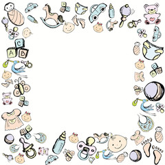 baby announcement card or baby frame.hand drawn
