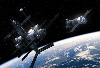 Obraz na płótnie Canvas Space Station And Spacecraft