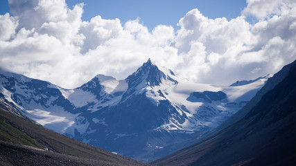 Snow cover top of himalayan moutain, North of India