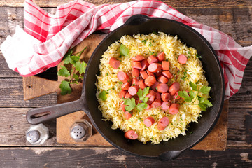 rice and sausage