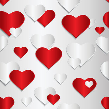 Red and gray heart Valentine day. Volume vector illustration.