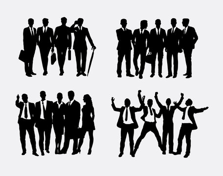 Businessman and business woman group silhouette 1. Good use for symbol, logo, web icon, mascot, sticker, presentation, or any design you want. Easy to use.