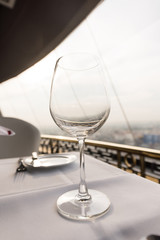 Empty glasses set in restaurant
