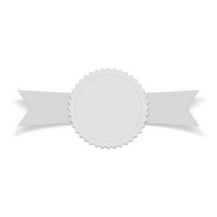 Realistic white blank Label on Ribbon