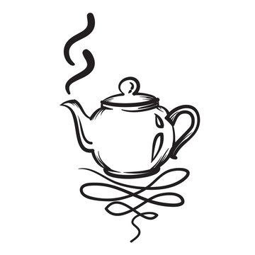 Teapot vector hand drawn illustration. Teapot icon.