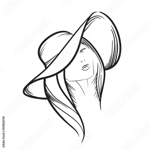 "Hand drawn model woman vector icon illustration ." Stock image and