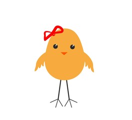 naive and funny girl-chicken, isolated