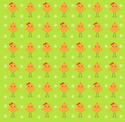 naive Easter background with flowers and chickens