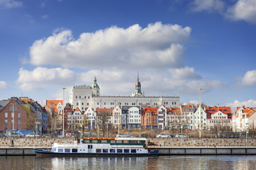 Fototapeta premium Szczecin old town seen from the Odra River, Poland