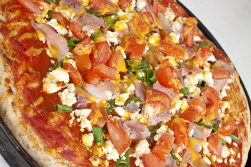 closeup of homemade pizza