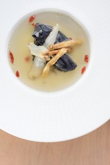 Traditional double boiled black chicken soup