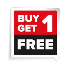 Buy one get one free, promotional sale sticker