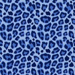 Blue Leopard Seamless Pattern