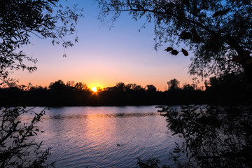Fototapeta premium sunset on the river
