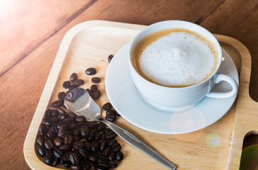 foam milk on hot latte coffee