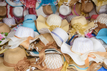 Hats showcase colour full perspective market shop