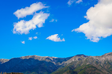 Beautiful scenic of Japan mountain with blue sky