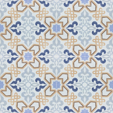 Old ceramic tiles patterns background in the park public