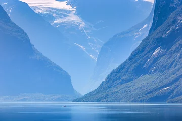 Poster Lovatnet lake, Norway, Panoramic view © Sergey Bogomyako